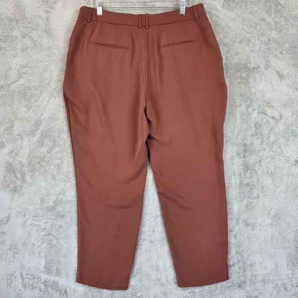 Express Pants Womens 14 Brown Ankle High Rise Tapered Pleated Dress Work Trouser - Picture 8 of 12